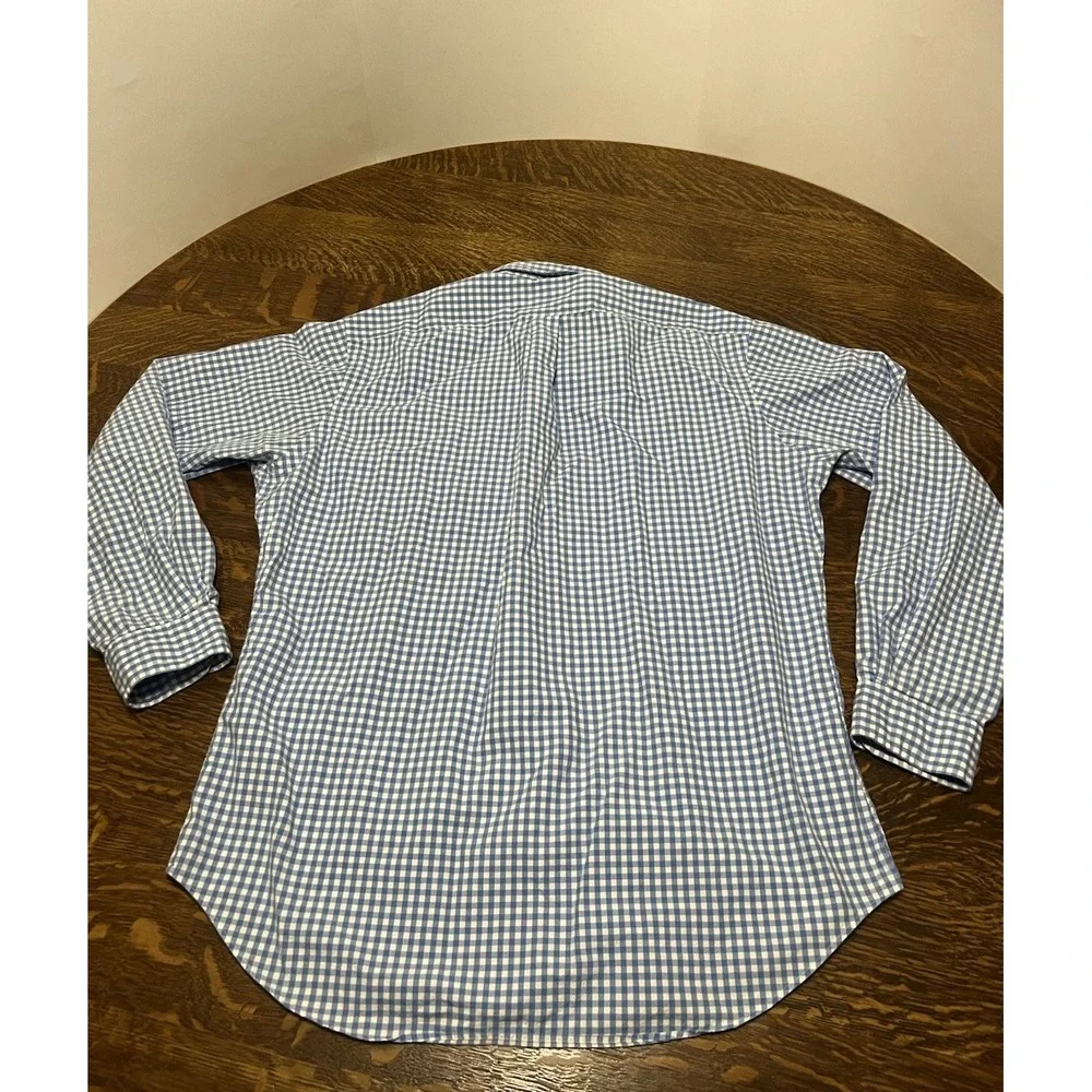 Ralph Lauren Polo Shirt Mens L Classic Fit Blue White Gingham Pink Pony
